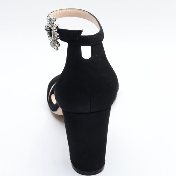 Stuart Weitzman Nearlynude Crystal Nova Sandal Black/Clear 6 B - Picture 5 of 6